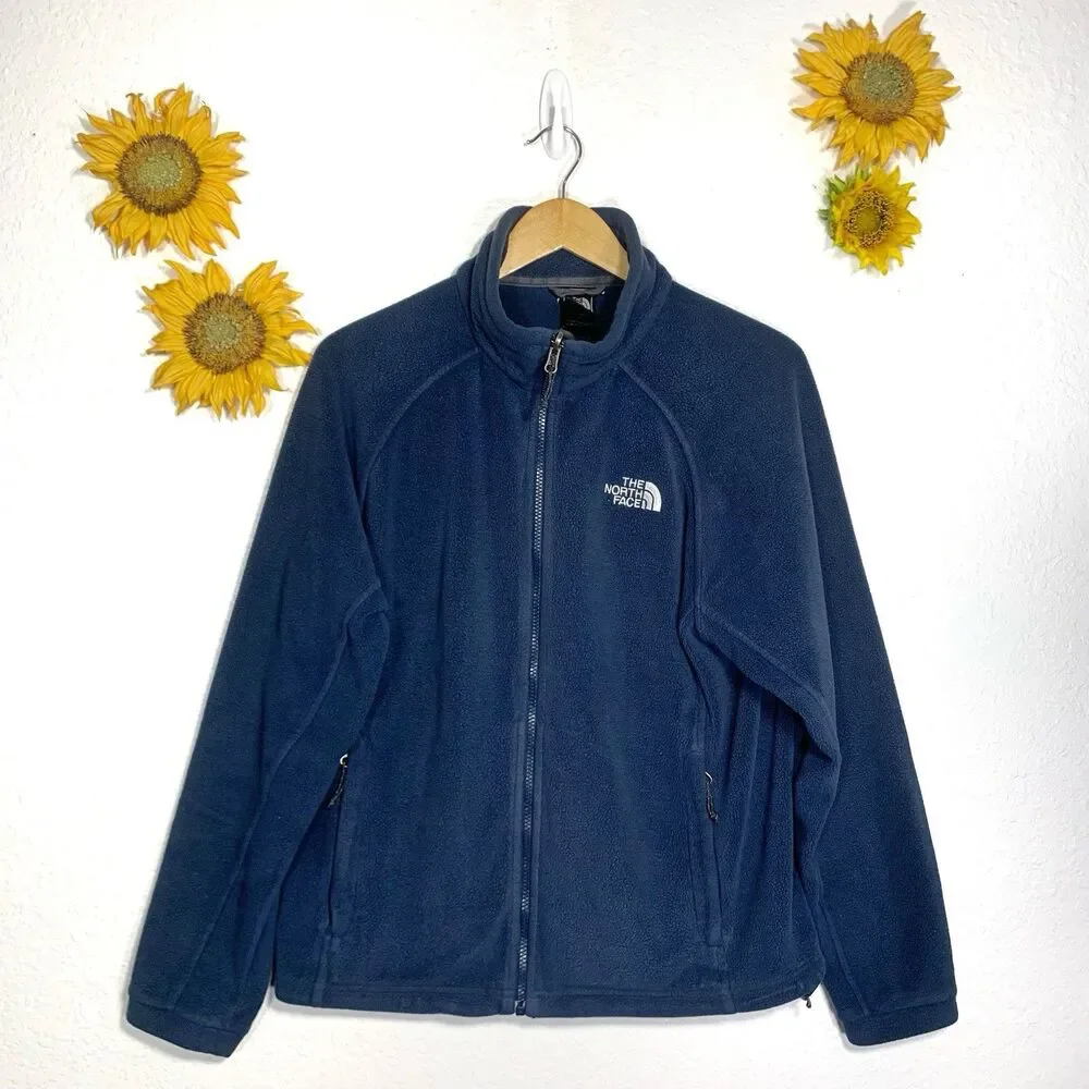 The North Face Mens Navy Blue Fleece Zippered Pockets Size Small